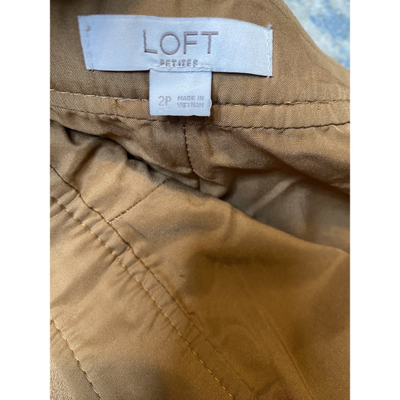 Loft Skirt Womens Size 2P Camel Tan Faux Suede Flippy Mini A Line Preppy Office - Picture 5 of 10